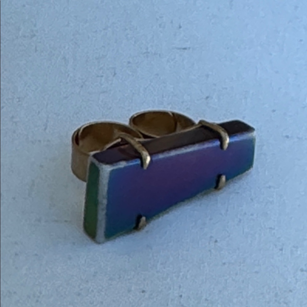 Tory Burch adjustable geometric double ring.